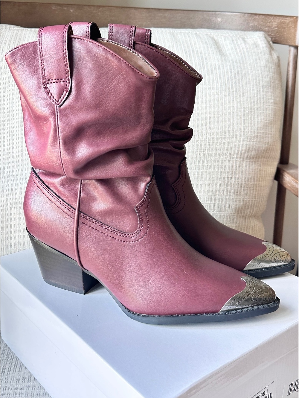 Heather Claret Slouch Boots Sz 8